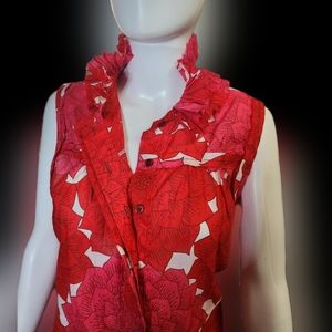 Tory Burch Red and Pink Floral Tank Top
